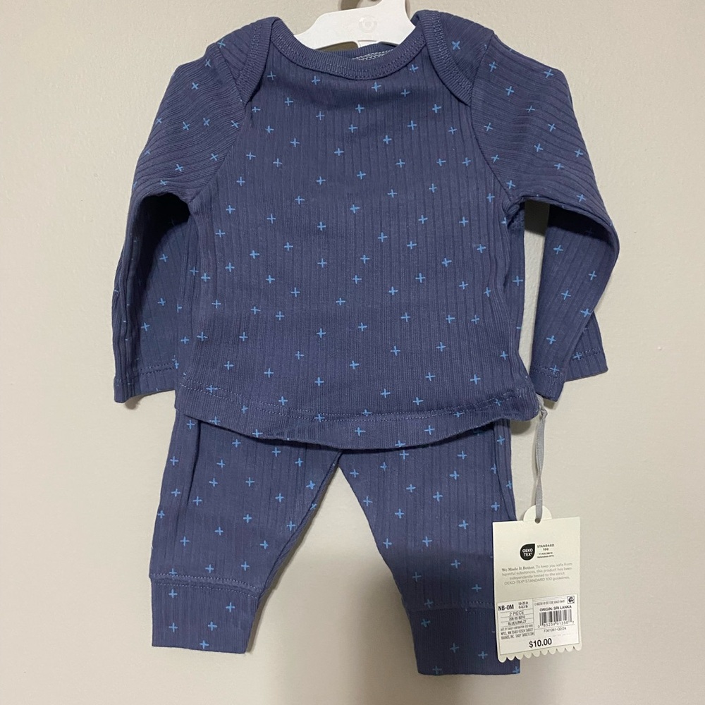 Cloud Island Navy Kids Matching Set with Cross Pattern